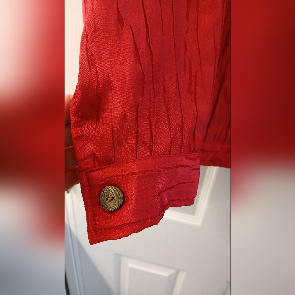 Ruby Rd. Bright Red Textured Button-Up Jacket – Size 12 – Jean Jacket Style - Picture 5 of 8